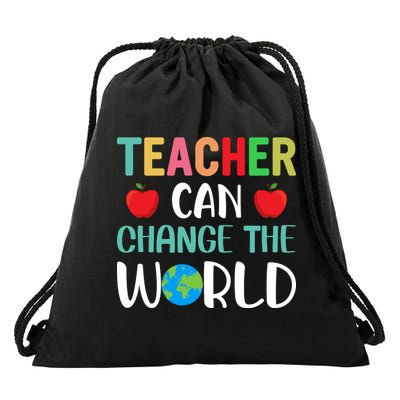 Teachercan Change The World Back To School Drawstring Bag