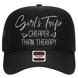 Trip Cheaper Than A Therapy Funny Bachelorette High Crown Mesh Back Trucker Hat