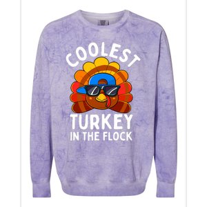 Thanksgiving Coolest Turkey In The Flock Colorblast Crewneck Sweatshirt