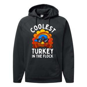 Thanksgiving Coolest Turkey In The Flock Performance Fleece Hoodie