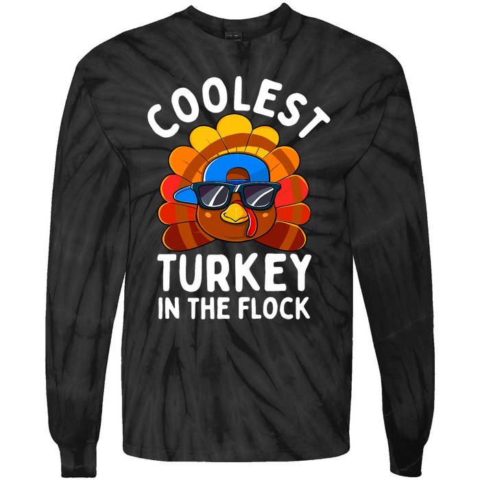 Thanksgiving Coolest Turkey In The Flock Tie-Dye Long Sleeve Shirt