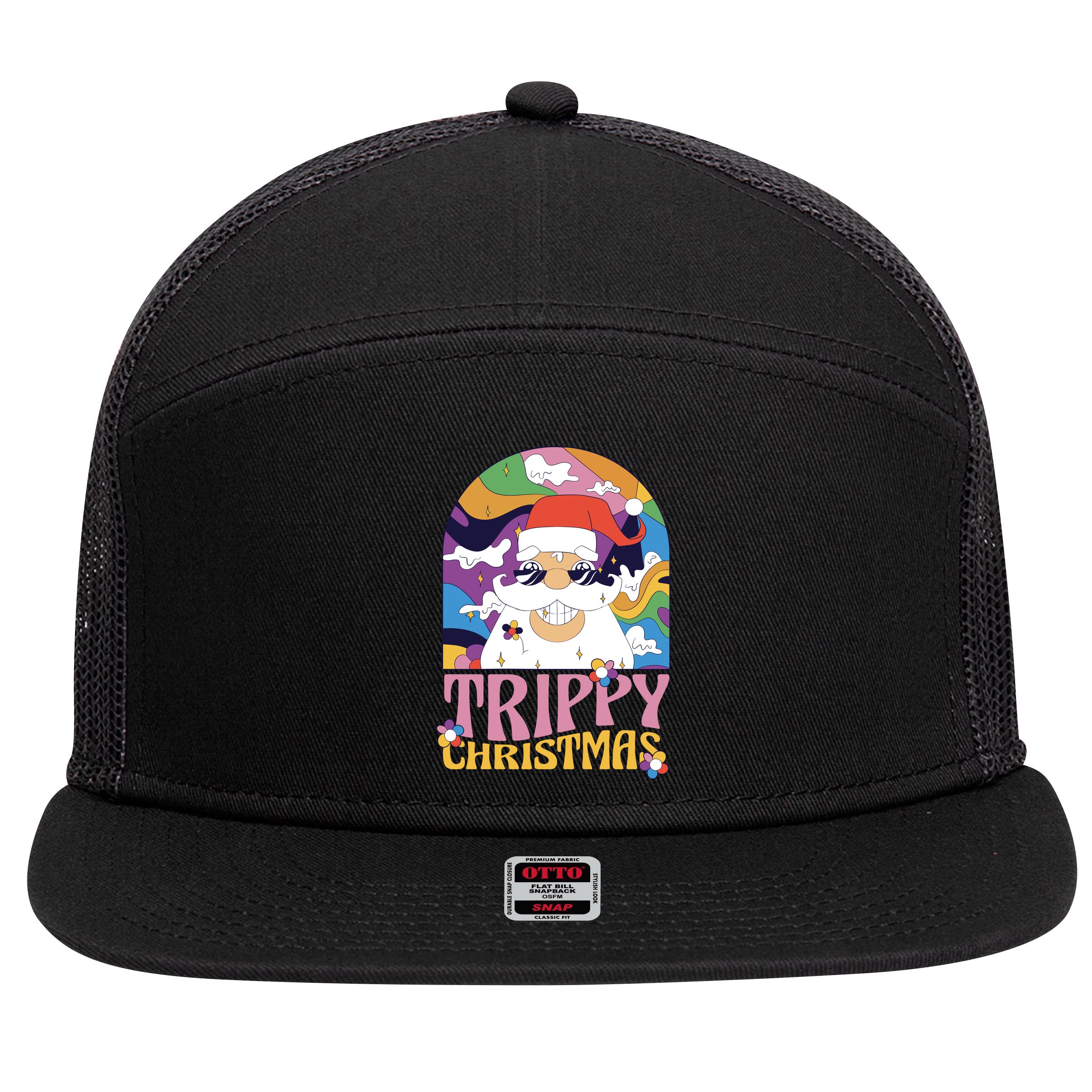 Trippy Christmas 7 Panel Mesh Trucker Snapback Hat