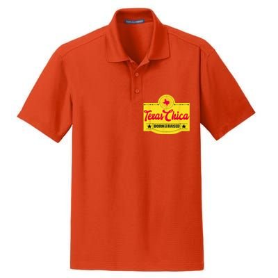 Texas Chica Texas Born & Raised Chick Womens Parody Dry Zone Grid Polo