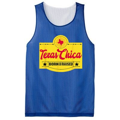 Texas Chica Texas Born & Raised Chick Womens Parody Mesh Reversible Basketball Jersey Tank