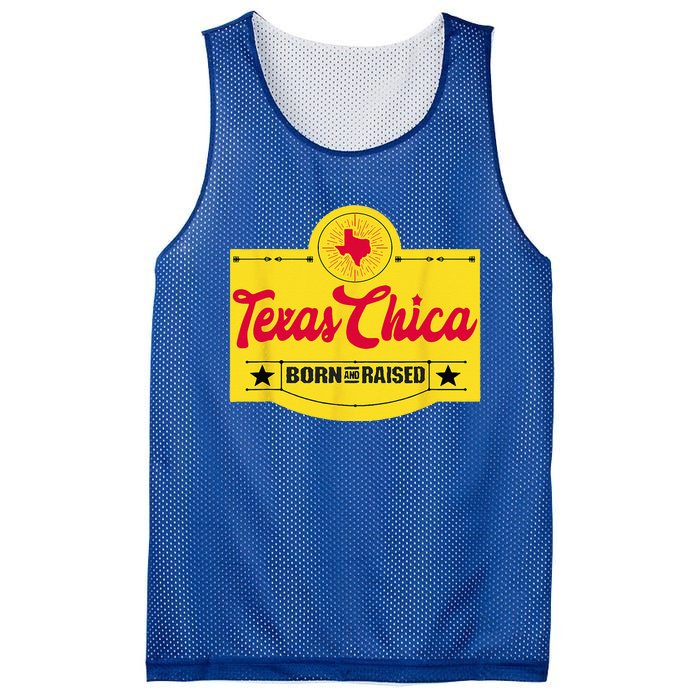 Texas Chica Texas Born & Raised Chick Womens Parody Mesh Reversible Basketball Jersey Tank