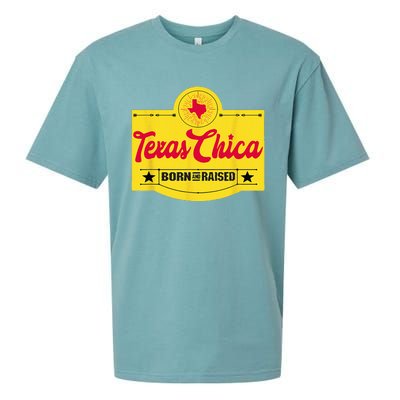 Texas Chica Texas Born & Raised Chick Womens Parody Sueded Cloud Jersey T-Shirt