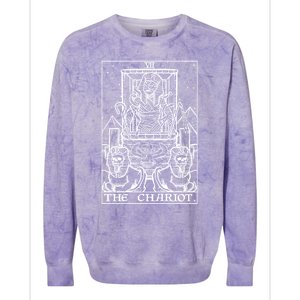 The Chariot Tarot Card Mummy Halloween Egyptian Witch Horror Gift Colorblast Crewneck Sweatshirt