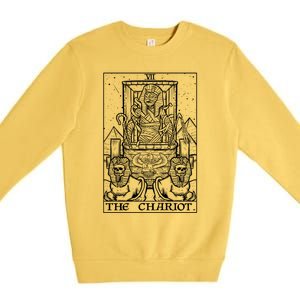 The Chariot Tarot Card Mummy Halloween Egyptian Witch Horror Gift Premium Crewneck Sweatshirt