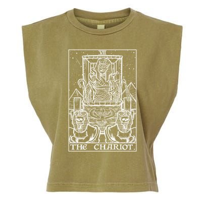 The Chariot Tarot Card Mummy Halloween Egyptian Witch Horror Gift Garment-Dyed Women's Muscle Tee