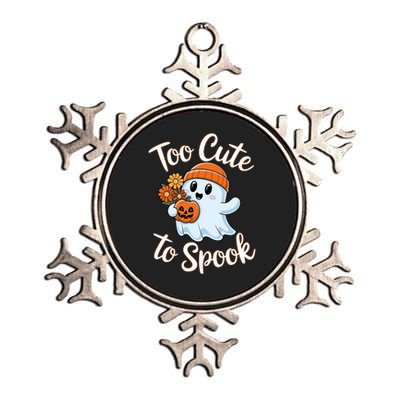 Too Cute To Spook Halloween Ghost Pumpkin Halloween Costume Women Metallic Star Ornament