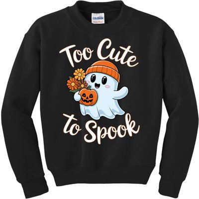 Too Cute To Spook Halloween Ghost Pumpkin Halloween Costume Women Kids Sweatshirt