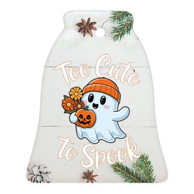 Too Cute To Spook Halloween Ghost Pumpkin Halloween Costume Women Ceramic Bell Ornament