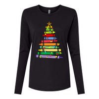 teacher christmas t crayon tree light s student Womens Cotton Relaxed Long Sleeve T-Shirt