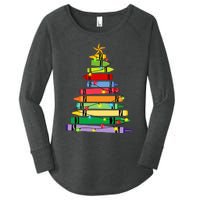 teacher christmas t crayon tree light s student Women's Perfect Tri Tunic Long Sleeve Shirt