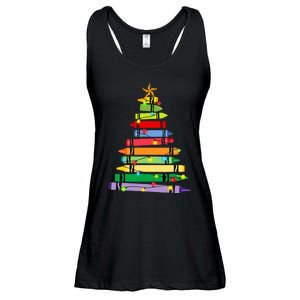 teacher christmas t crayon tree light s student Ladies Essential Flowy Tank