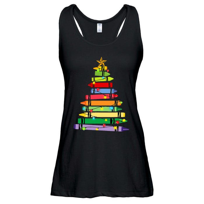 teacher christmas t crayon tree light s student Ladies Essential Flowy Tank