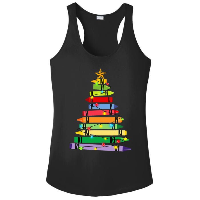 teacher christmas t crayon tree light s student Ladies PosiCharge Competitor Racerback Tank