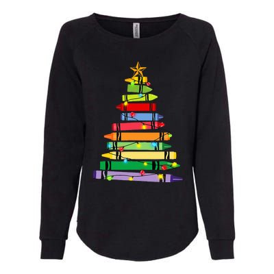 teacher christmas t crayon tree light s student Womens California Wash Sweatshirt