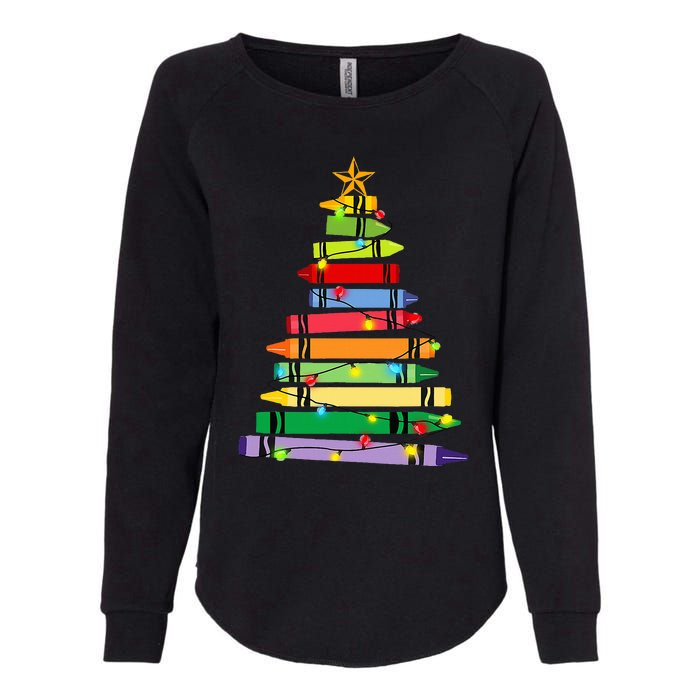 teacher christmas t crayon tree light s student Womens California Wash Sweatshirt