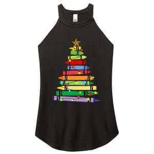 teacher christmas t crayon tree light s student Women's Perfect Tri Rocker Tank