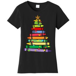 teacher christmas t crayon tree light s student Women's T-Shirt