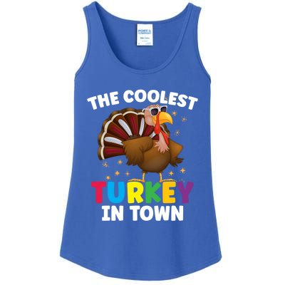 The Coolest Turkey In Town Colorful Thanksgiving Funny Gift Ladies Essential Tank