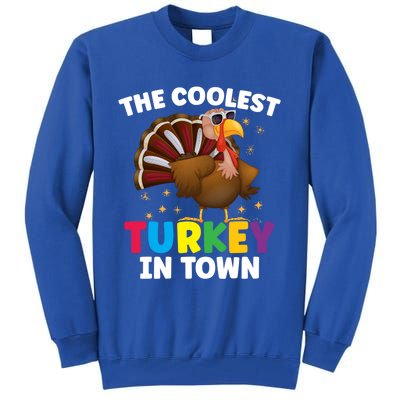 The Coolest Turkey In Town Colorful Thanksgiving Funny Gift Tall Sweatshirt