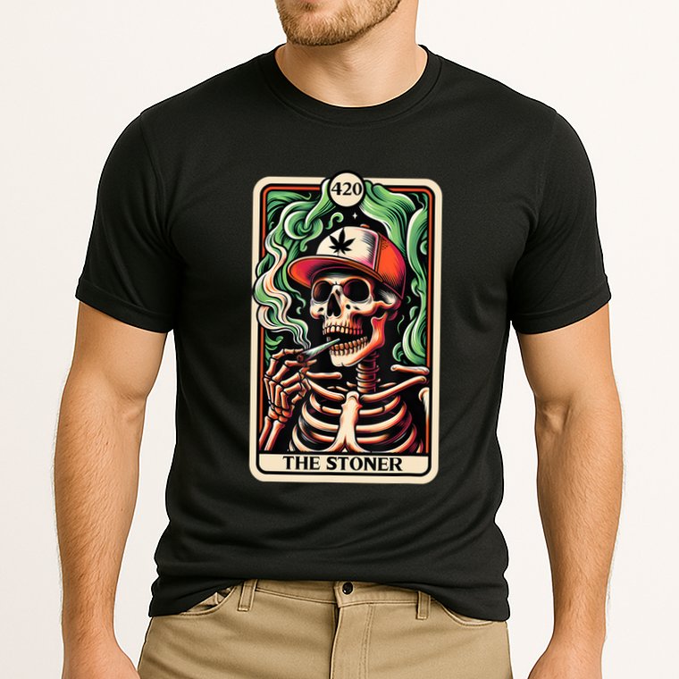 Tarot Card The Stoner Weed Lover Skeleton Cannabis 420 Cooling Performance Crew T-Shirt