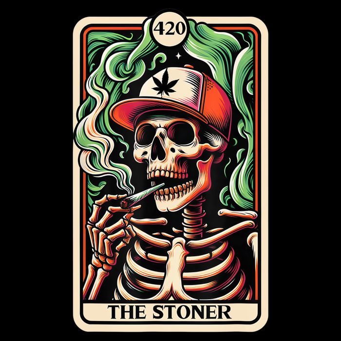 Tarot Card The Stoner Weed Lover Skeleton Cannabis 420 Cooling Performance Crew T-Shirt