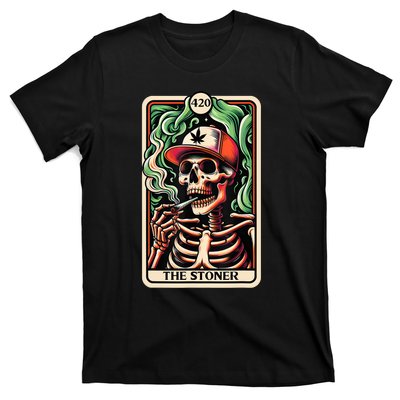 Tarot Card The Stoner Weed Lover Skeleton Cannabis 420 T-Shirt