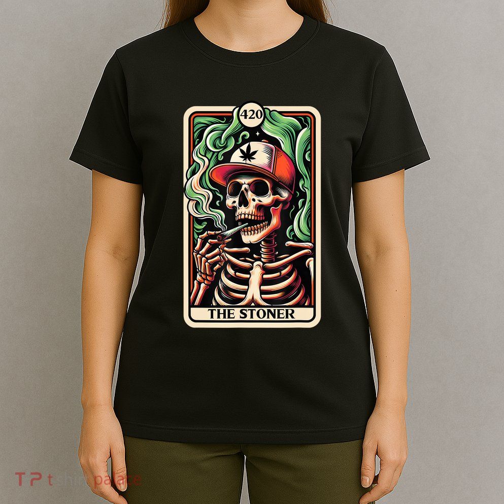 Tarot Card The Stoner Weed Lover Skeleton Cannabis 420 T-Shirt