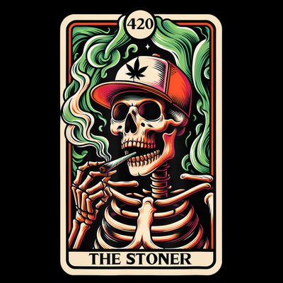 Tarot Card The Stoner Weed Lover Skeleton Cannabis 420 T-Shirt