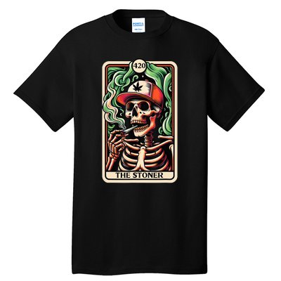 Tarot Card The Stoner Weed Lover Skeleton Cannabis 420 Tall T-Shirt