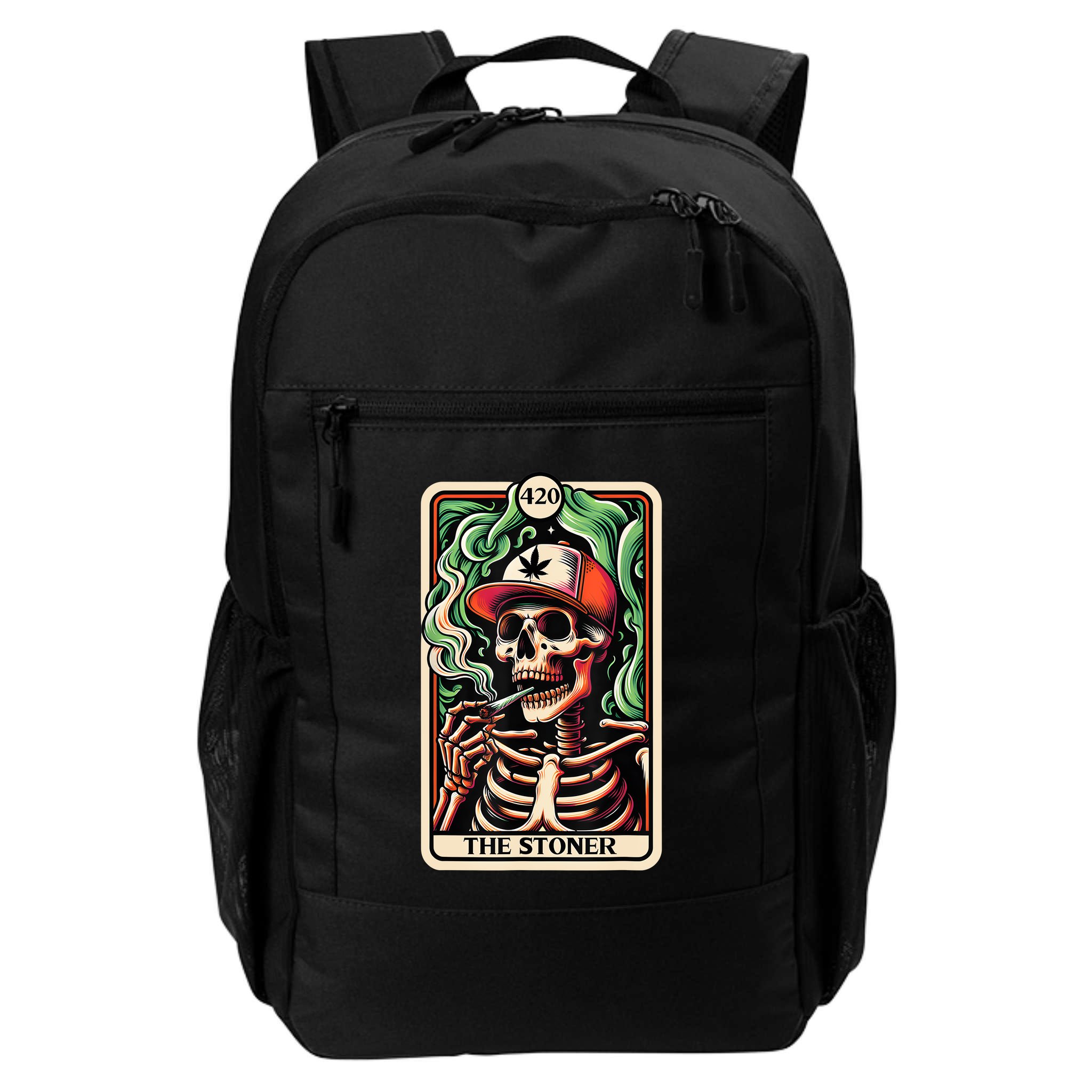 Tarot Card The Stoner Weed Lover Skeleton Cannabis 420 Backpack