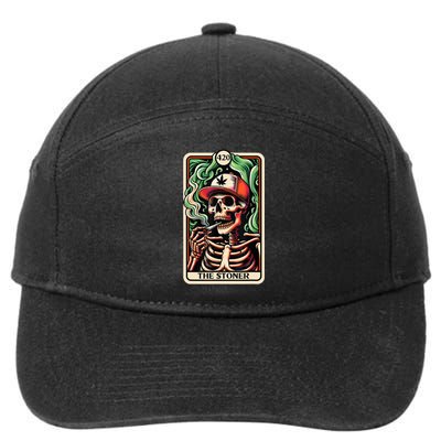 Tarot Card The Stoner Weed Lover Skeleton Cannabis 420 7-Panel Snapback Hat