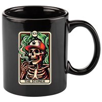 Tarot Card The Stoner Weed Lover Skeleton Cannabis 420 11oz C Handle Ceramic Mug