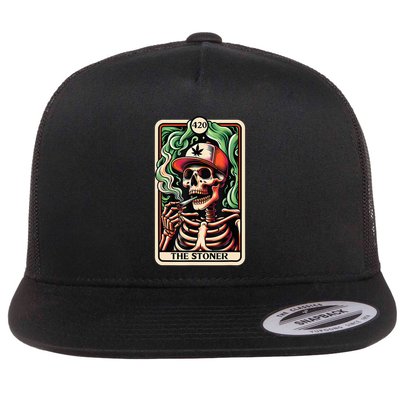 Tarot Card The Stoner Weed Lover Skeleton Cannabis 420 Flatbill Hat