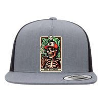 Tarot Card The Stoner Weed Lover Skeleton Cannabis 420 Flat Bill Trucker Hat