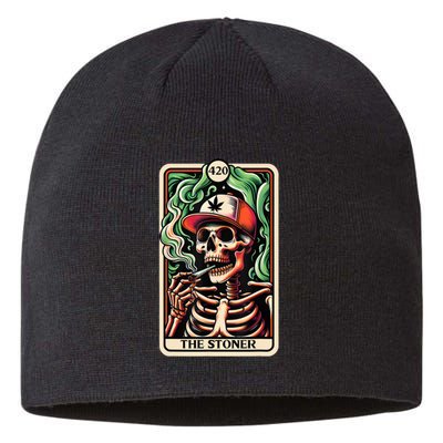 Tarot Card The Stoner Weed Lover Skeleton Cannabis 420 Sustainable Beanie