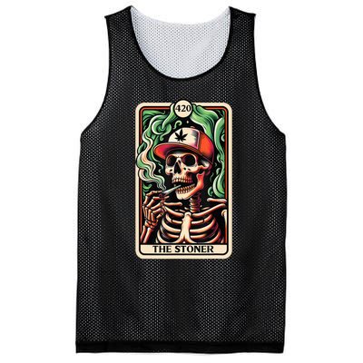 Tarot Card The Stoner Weed Lover Skeleton Cannabis 420 Mesh Reversible Basketball Jersey Tank