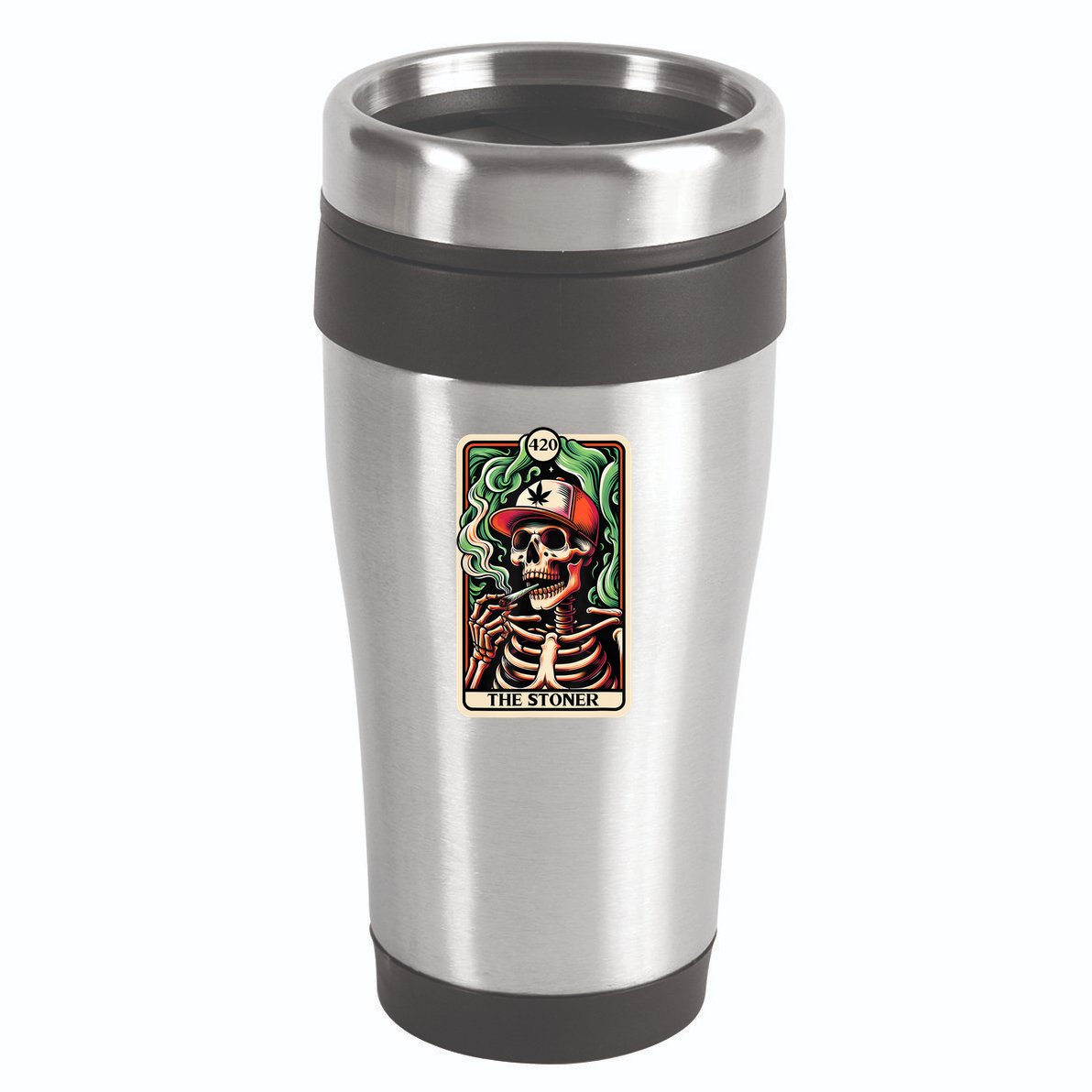 Tarot Card The Stoner Weed Lover Skeleton Cannabis 420 16oz Travel Tumbler