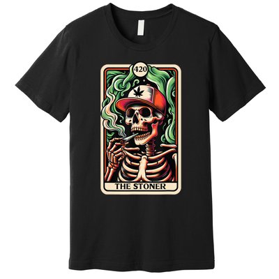 Tarot Card The Stoner Weed Lover Skeleton Cannabis 420 Premium T-Shirt