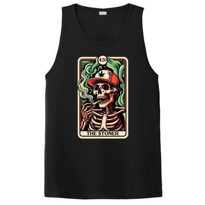 Tarot Card The Stoner Weed Lover Skeleton Cannabis 420 PosiCharge Competitor Tank