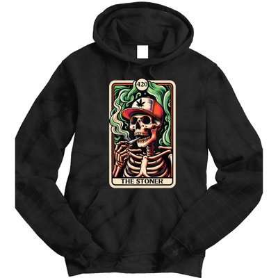 Tarot Card The Stoner Weed Lover Skeleton Cannabis 420 Tie Dye Hoodie