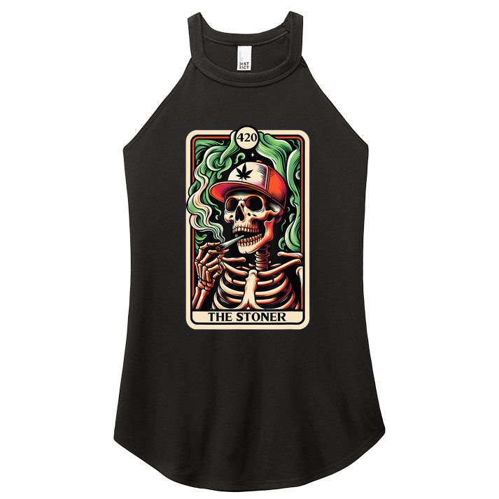 Tarot Card The Stoner Weed Lover Skeleton Cannabis 420 Women's Perfect Tri Rocker Tank