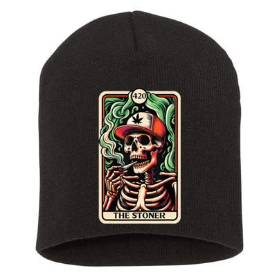 Tarot Card The Stoner Weed Lover Skeleton Cannabis 420 Short Acrylic Beanie