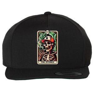 Tarot Card The Stoner Weed Lover Skeleton Cannabis 420 Wool Snapback Cap