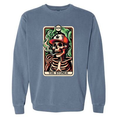 Tarot Card The Stoner Weed Lover Skeleton Cannabis 420 Garment-Dyed Sweatshirt