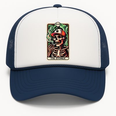 Tarot Card The Stoner Weed Lover Skeleton Cannabis 420 Trucker Hat