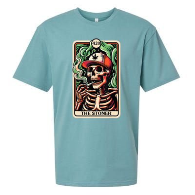 Tarot Card The Stoner Weed Lover Skeleton Cannabis 420 Sueded Cloud Jersey T-Shirt